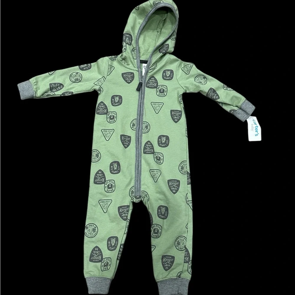 Carters 18 Mo Months 1 Piece Baby Long Sleeve Onesie Bodysuit Olive Green Jumper